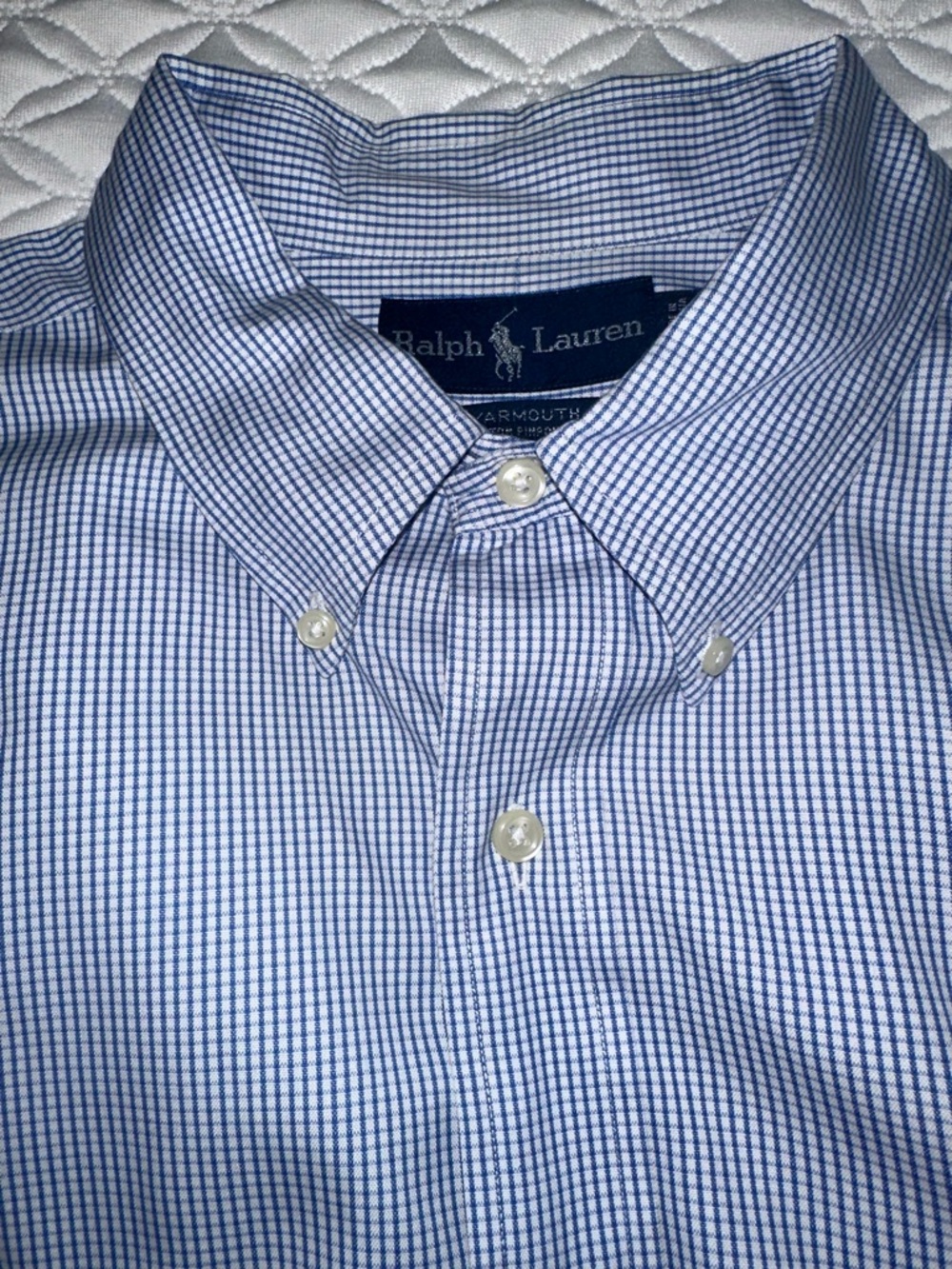 Ralph Lauren Blue and White Check Button-Down Shirt